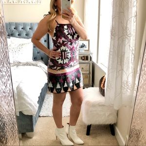 Free People Black Pink Lavender Liza Sequins Dress